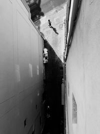 High angle view of man on boat against sky