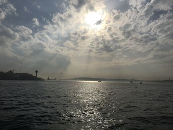 View of calm sea against cloudy sky