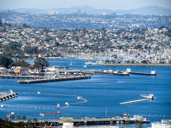 Aerial view of city at waterfront