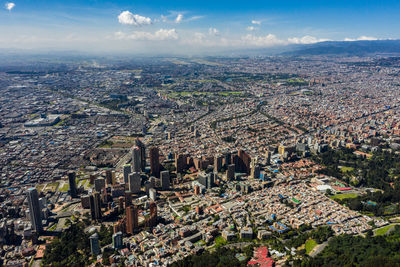 High angle view of city against sky