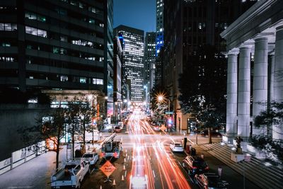 Light trail on city streets