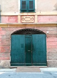 Closed door of building