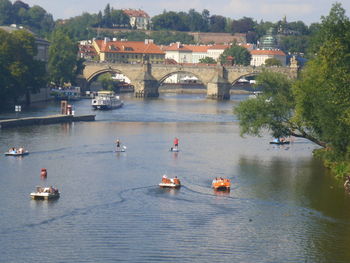 High angle view of bridge over river