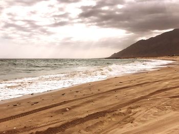 Scenic view of beach against sky