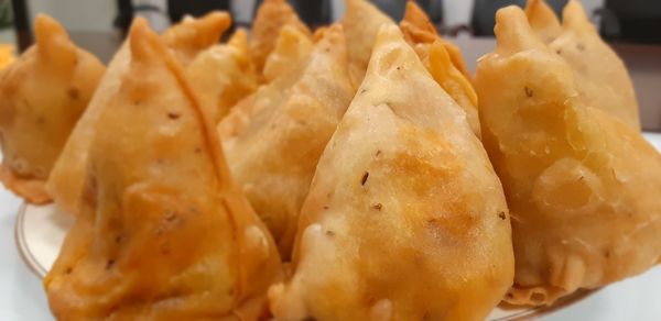 Close-up of burger in plate