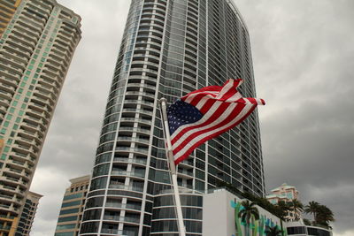 Low angle view of modern buildings against sky