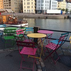 Empty chairs in restaurant