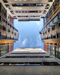 Directly below shot of buildings against sky