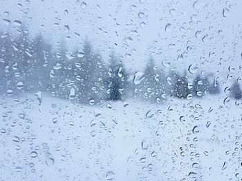 Full frame shot of raindrops on window