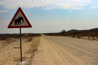 Road sign in a desert