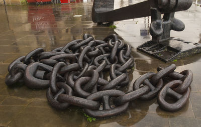 Close-up of chain on water