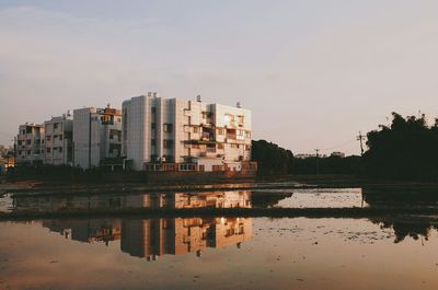 Reflection of buildings in water