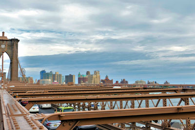 View of buildings in city against cloudy sky
