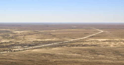 Scenic view of desert against clear sky