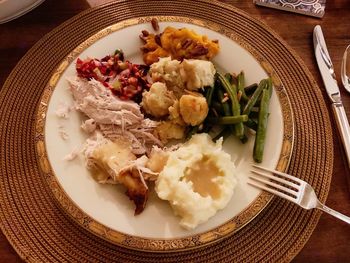 High angle view of meal served in plate