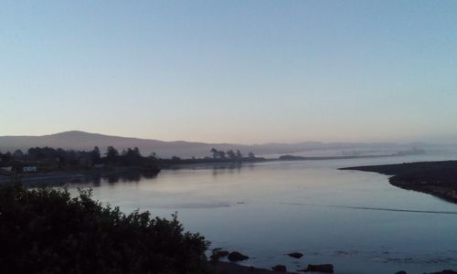 Scenic view of lake against clear sky