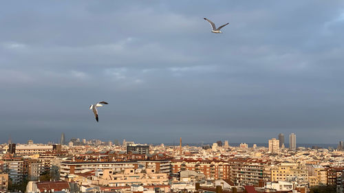 Low angle view of cityscape against sky