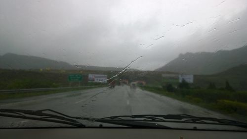 Road passing through a windshield