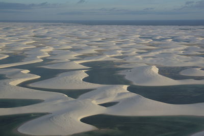 Scenic view of sea against sky during winter