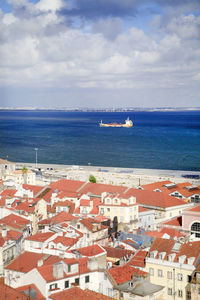 High angle view of sea against sky