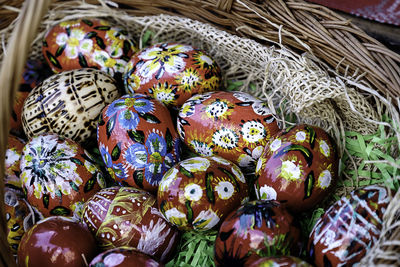 Close-up of basket in market stall