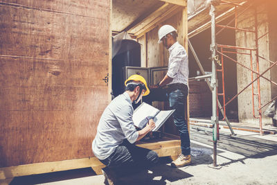 Project engineer, engineer and technician working on construction site