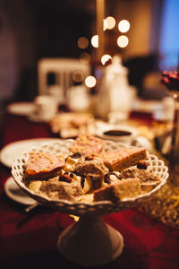 Close-up of dessert in plate on table