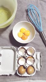 High angle view of food on table