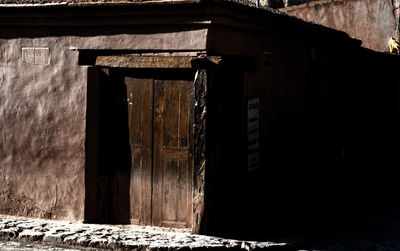 Closed door of old building