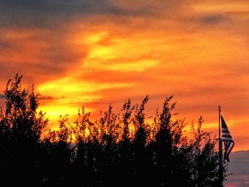 Low angle view of silhouette trees against sky during sunset