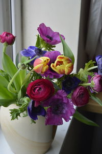 Close-up of purple flower pot