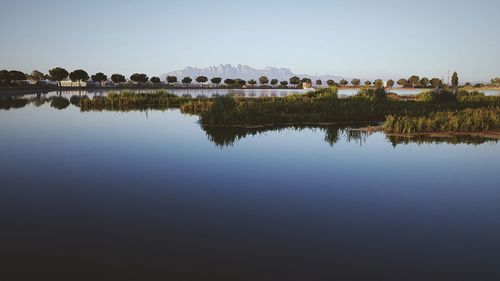 Scenic view of lake against clear sky