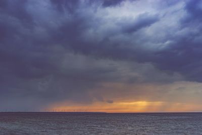 Scenic view of sea against dramatic sky