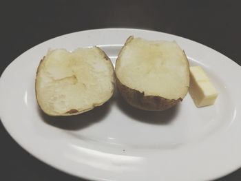 High angle view of bread in plate