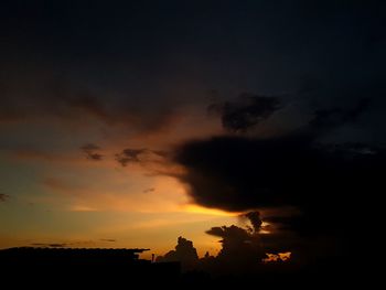 Silhouette cityscape against sky during sunset