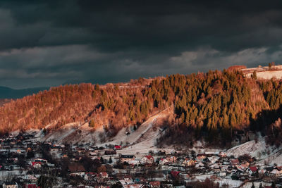 Winter sunset over mountains landscape photography