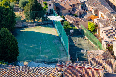 Playground seen from the top of the main tower, city of san gimignano, tuscany