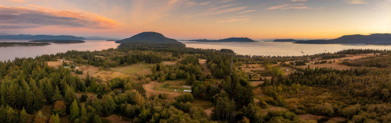 Scenic view of mountains against sky during sunset