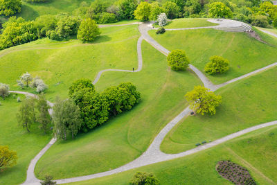 High angle view of golf course