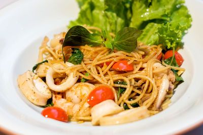 Close-up of salad served in plate