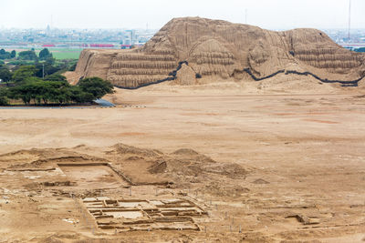 Old ruins of huaca de la luna