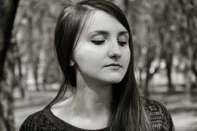 Close-up portrait of a beautiful young woman