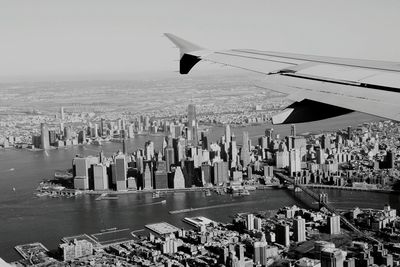 Aerial view of city from airplane window