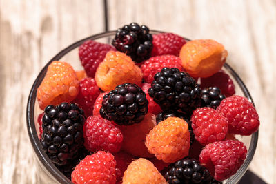 Close-up of berries in bowl on table