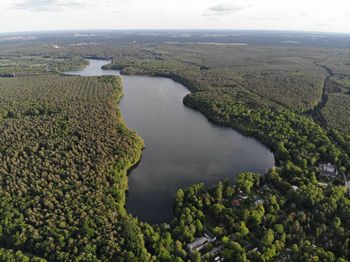 Aerial view of lake bötzsee which is about four km long and 400 m wide 