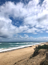 Scenic view of beach against sky