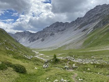 Scenic view of mountains against sky