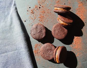 Directly above shot of macaroons on table