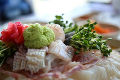 Close-up of salad served in plate