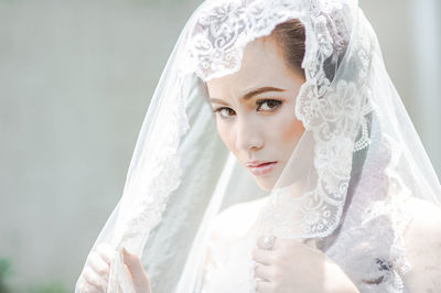 Close-up portrait of bride